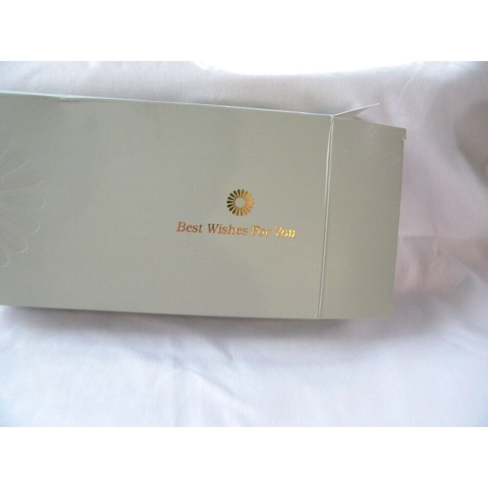 Black double zipper wallet with best wishes for you box with impressed flowers